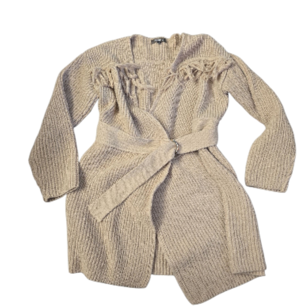 4SI3NNA Beige Knit Cardigan with Belt